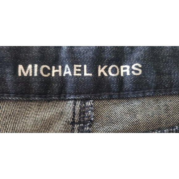 MICHAEL KORS WOMAN'S  HIGH RISE FLARED DARK RINSE 5-POCKET JEANS SZ 14 - Picture 4 of 6